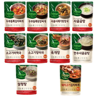 비비고 국 탕 찌개 10종, 500g, 10개