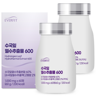 [한정수량 1+1][소비기한 25.09.14] 내츄럴플러스 에버핏 수국잎열수추출물 600 (1 000mg x 60정), 2박스