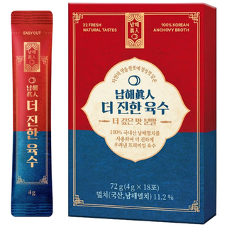 코인 육수 만능 가루 스틱 18포 국내산 100% 남해멸치 22가지 자연 천연 재료 더진한 육수 한알 분말, 4g, 18개