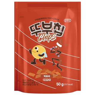 매콤하고 달달한 영양간식 떡볶이 두부칩 50g /두부스낵 과자 쿠키 스낵 크래커 두부과자, 40개