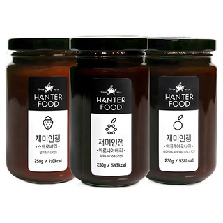 한터식품 무설탕 수제 딸기잼 사과잼 아로니아잼 3종세트, 250g, 3개