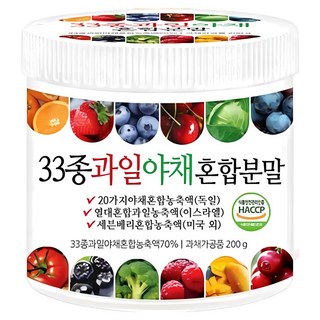 푸른들판 33종 과일 야채 믹스 분말 HACCP 인증 채소 베지터블 세븐 베리 열대과일 혼합 가루 파우더, 1개, 200g