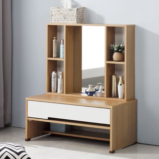 더나무 예쁜 화장대 모음, 아미띠에800좌식화장대+수납거울 오크+화이트