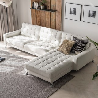 자네트 발루이 4인용 카우치 가죽쇼파, 화이트