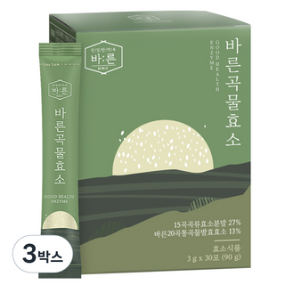 바른 국내산 저분자 발효 곡물효소, 90g, 3박스