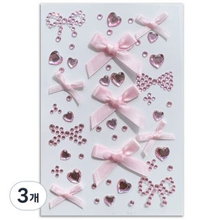 다락301 스티커 페이스 반짝이 페스티벌 파티 워터밤 메이크업 큐빅 얼굴스티커, 3개, 08 핑크리본