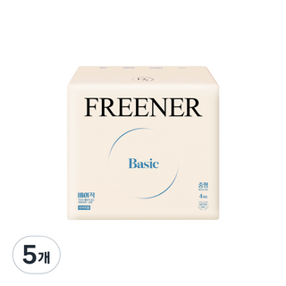 프리너 베이직 입는 오버나이트 (팬티형) 유기농 생리대, 5개, 4개입, 중형
