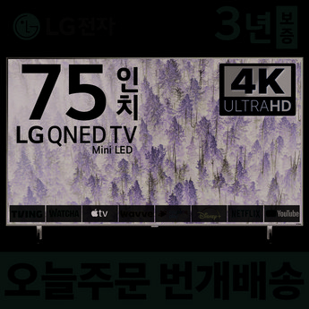 LG 75인치 QNED UHD 4K 스마트 TV 75QNED80 스탠드설치 고화질 티비-추천-상품