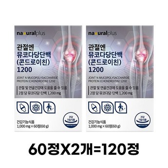 내츄럴플러스 관절엔 뮤코다당단백 콘드로이친 1200 1000mg x 60정-추천-상품