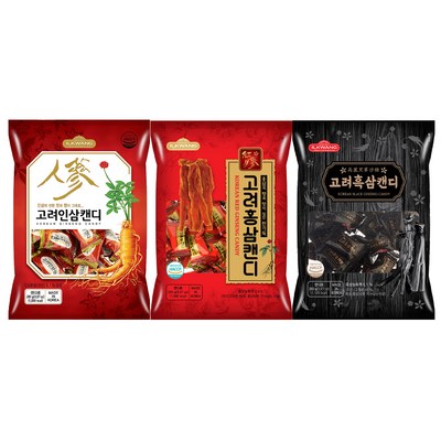 일광제과 고려홍삼캔디 280g + 고려인삼캔디2 280g + 고려흑삼캔디 280g, 1세트