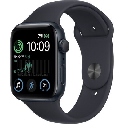 Apple 2022 애플워치 SE 2세대 알루미늄 케이스, 44mm, GPS, 미드나이트 / 미드나이트 스포츠밴드
