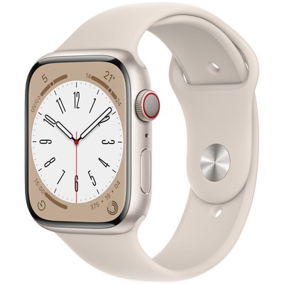 Apple 애플워치 8, 45mm, GPS+Cellular, 알루미늄, 스타라이트 / 스타라이트 스포츠 밴드
