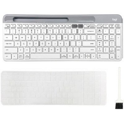 로지텍 멀티 디바이스 블루투스 키보드 + 한글키 스킨 + 청소솔 세트, 일반형, Y-R0074 / K580, 오프화이트
