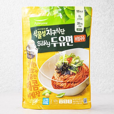  풀무원 식물성 지구식단 실키두유면 비빔국수 2인분, 423g, 1개 _건강한 식단으로 더 나은 내일을 위한 풀무원지구식단