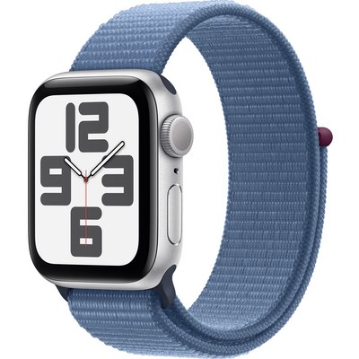 Apple 2023 애플워치 SE 2세대 알루미늄 케이스, 40mm, GPS, 실버 / 윈터 블루 스포츠 루프, Loop