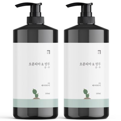 살림백서 오푼티아 앤 밤부 퍼퓸 샴푸 베이비파우더, 1L, 2개_머릿결에 생기를 불어넣는 살림백서 샴푸