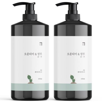 살림백서 오푼티아 앤 밤부 퍼퓸 샴푸 화이트머스크, 1L, 2개