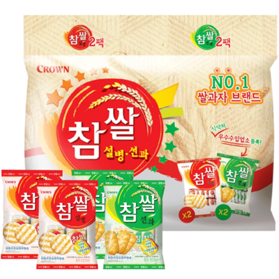  크라운 참쌀 설병 128g x 2p + 선과 115g x 2p 세트, 1세트 _고소한 맛과 바삭함이 일품