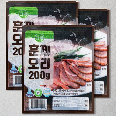 다향 훈제오리, 200g, 3팩_입 안 가득 오리고기 향연