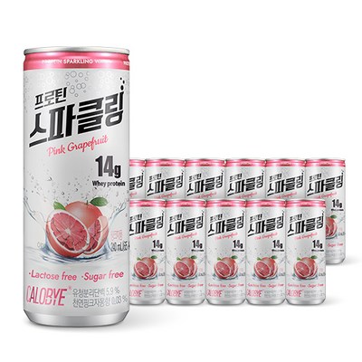 칼로바이 프로틴 스파클링 단백질 음료 핑크자몽, 12개, 240ml