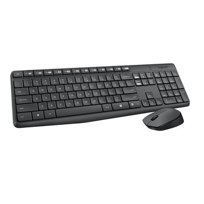 로지텍 와이어리스 콤보 무선 키보드+마우스세트, MK235, Black