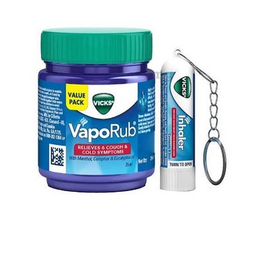 Vicks Combo Pack of Vaporub (25ml) & Inhaler (0.5ml), 1개, 25ml_간편하고 효과적인 베이포럽으로 화사한 피부 만들기