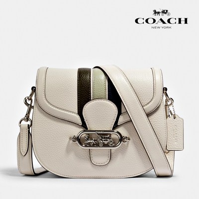 코치 제이드 스트라이프 1924 Jade Saddle Bag With Varsity Stripe