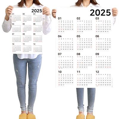 하늬통상 한눈으로 보는 2025년 2024년 달력 한장 포스터 수험생 인테리어 스케줄 캘린더 (대형+소형세트), 2025년도 세로 대형+소형 세트, 1세트_연력을 높여주는 비밀 뷰티 아이템