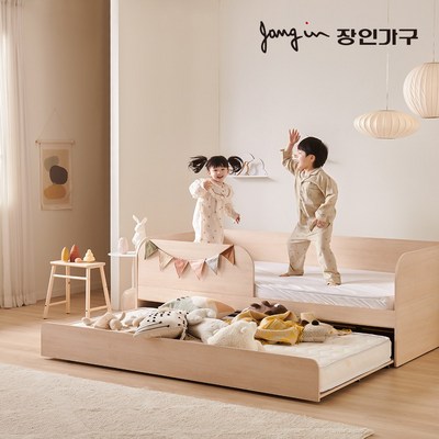 장인가구 뉴피터 E0등급 저상형 슬라이딩 2단 침대 프레임 SS, 우드내추럴_편안한 수면을 위한 최고의 선택