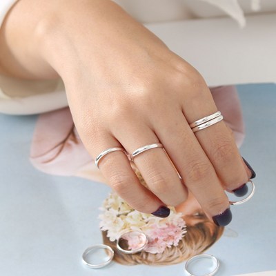 제이엠코 순은 쌍가락지 세트 2.5mm 1돈 은반지 커플링 1+1