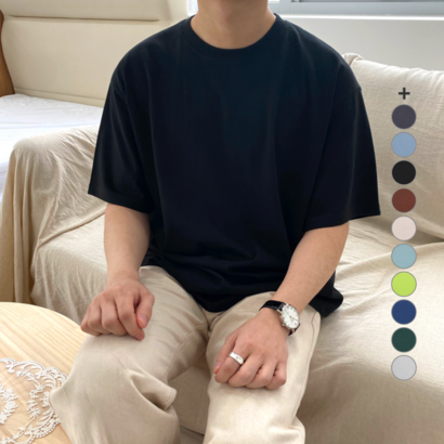 오티디 남녀공용 오버핏 16수 무지 반팔 티셔츠