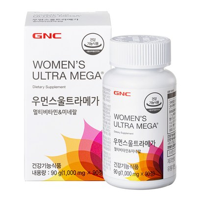 GNC 우먼스 울트라메가 멀티비타민 앤 미네랄, 90정, 90g, 1개