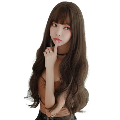 하이유니 네츄럴 웨이브 롱 통가발   가발망  거치대