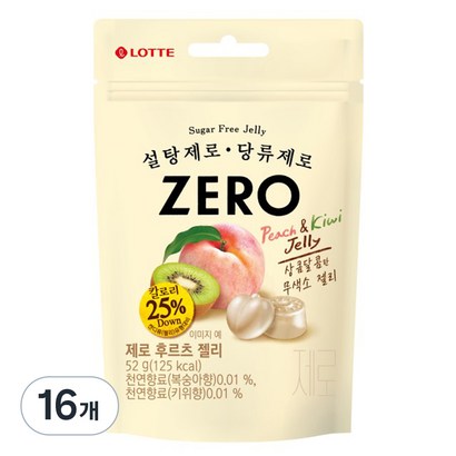 롯데제과 제로 후르츠 젤리, 16개, 52g