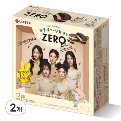 롯데제과 제로 카카오 케이크 12p, 171g, 2개