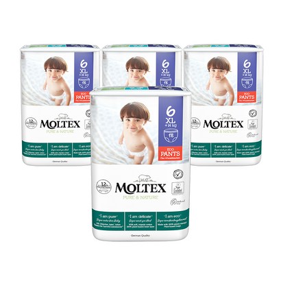 [쿠팡수입] 몰텍스 퓨어 앤 네이처 팬츠형 기저귀 X 6단계