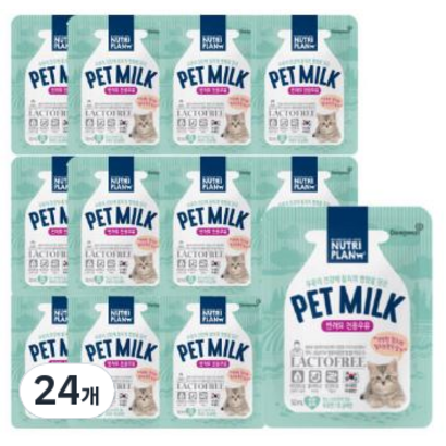 뉴트리플랜 펫밀크 반려묘 전용우유, 혼합맛(우유/참치), 50ml, 24개