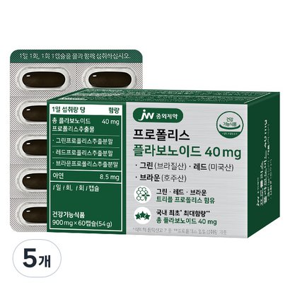 JW중외제약 프로폴리스 플라보노이드 40mg 54g, 60정, 5개