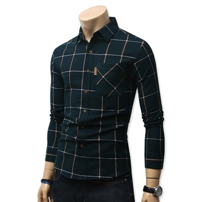 블루포스 남성용 팔린 기모 체크남방 캐주얼셔츠