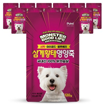 푸르미 강아지 몬스터 굿 라이프 영양죽, 삼계황태, 120g, 12개