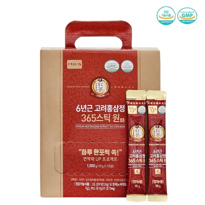 정원삼 6년근 고려홍삼정 365스틱 원, 100개, 10g