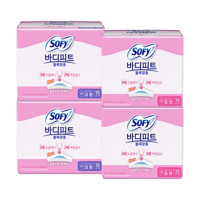 [쏘피] 바디피트 생리대 볼록맞춤 중형   대형