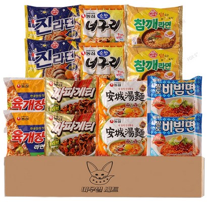 [여우별 세트] 라면 14호 봉지 라면 종합 혼합 세트 7종 14개 순한맛 모음, 1개