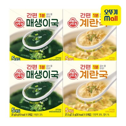 오뚜기 간편 계란국 37.5g 2개+매생이국 20g 2개, 1세트, 115g