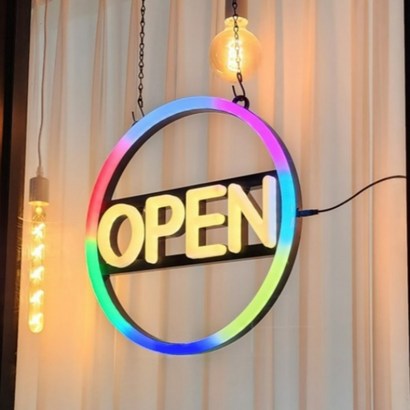 LED간판 오픈 영업중 전광판 네온 oen 사인 보드 레인보우OPEN 40x40 리뷰후기