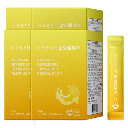 오늘부터 발효콤부차 레몬 다이어트차 홍차 콤부차 꼼부차, 150g, 4개