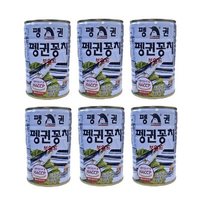 펭귄 꽁치보일드 통조림, 400g, 6개