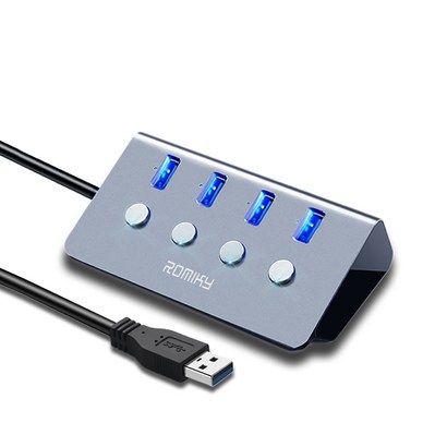 로미키 4 in 1 USB30 허브 4포트 개별스위치 T295