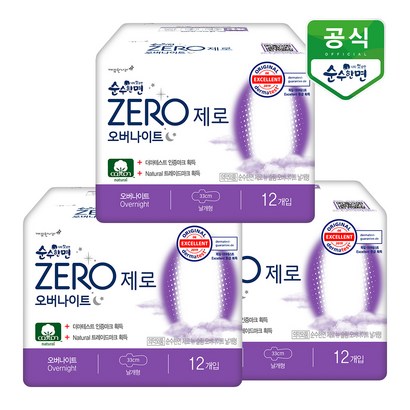 <깨끗한나라> 순수한면 ZERO 뉴 울트라 슬림 오버나이트 날개형