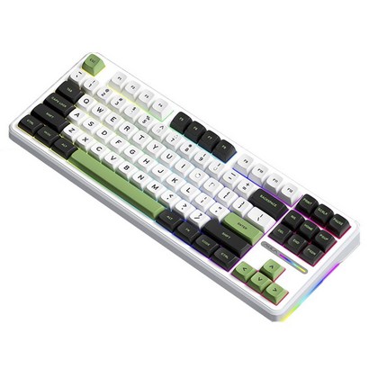 AULA 맞춤형 기계식 키보드 PBT 3핀 핫스왑 RGB 그레이 우드축, 그린, F87, 텐키리스